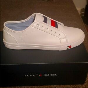 Tommy Hilfiger White and Red Stripe Sneakers